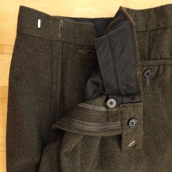 VINTAGE EDDIE BAUER MENS AKA WOOL DRESS PANTS SIZE 33W Dark Brown - Picture 8 of 9